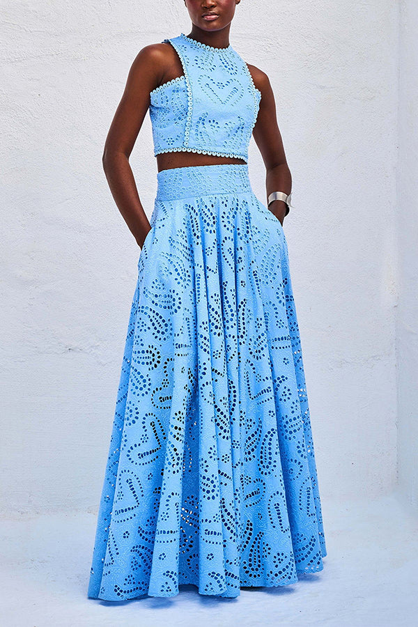 Larissa™ | Embroidered Top & High-Waist Maxi Skirt Set