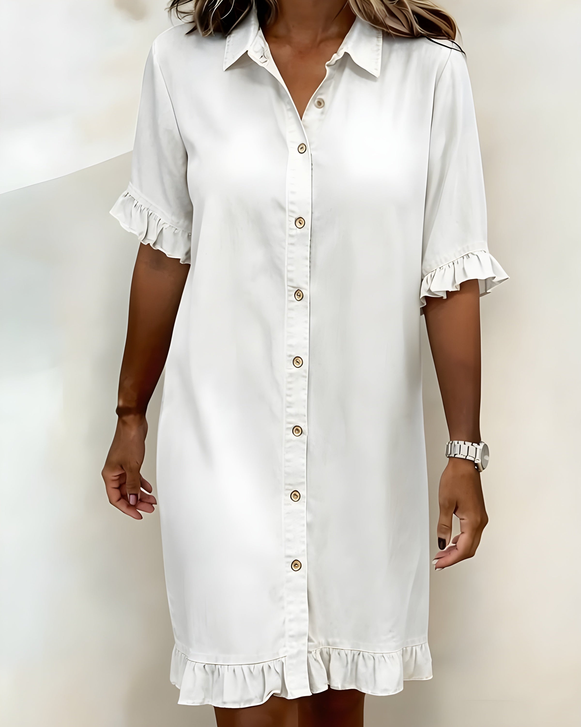 Katie™ | Effortlessly Flattering Ruched Denim Dress