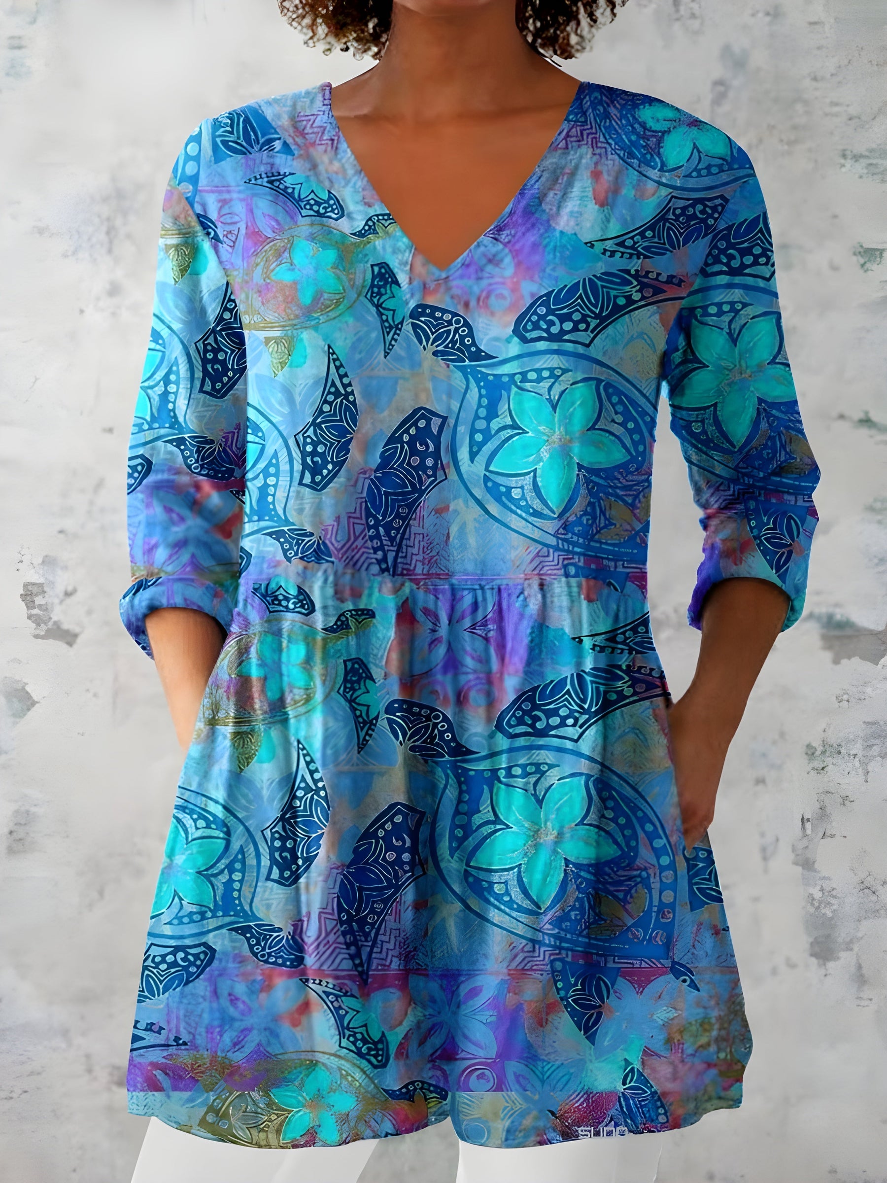 April™ | Long Blouse with V-Neck
