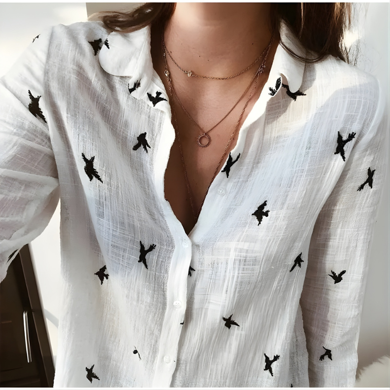 Leah™ | Cotton Long Sleeve Blouse