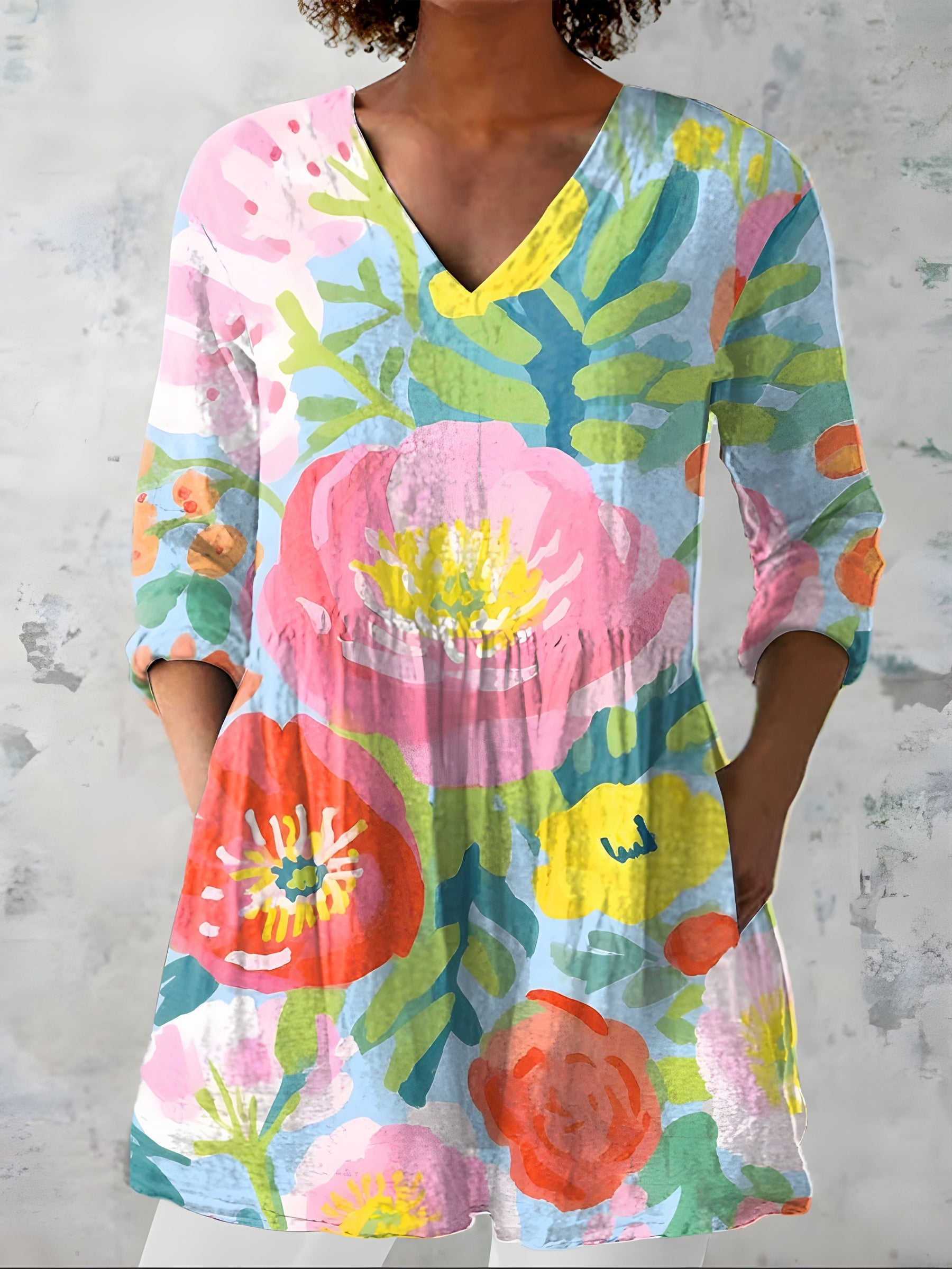 Valerie™ | Long Blouse with V-Neck