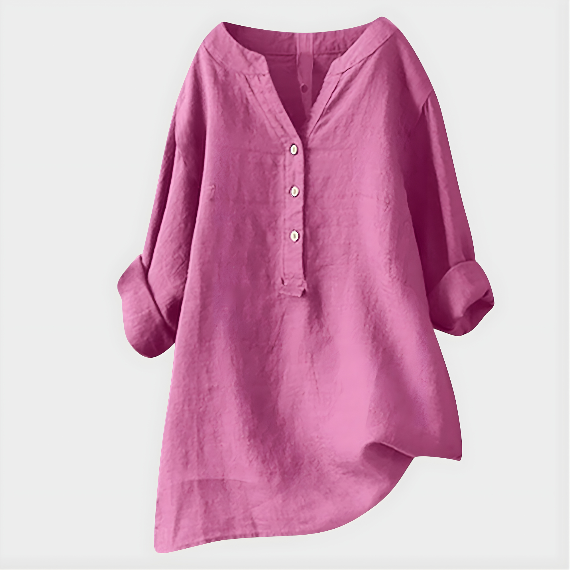 Veronique Elegant Cotton-Linen V-Neck Blouse™
