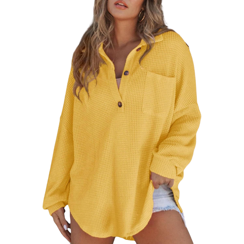Nova™ | Casual Lightweight Button V Neck Tunic Blouse