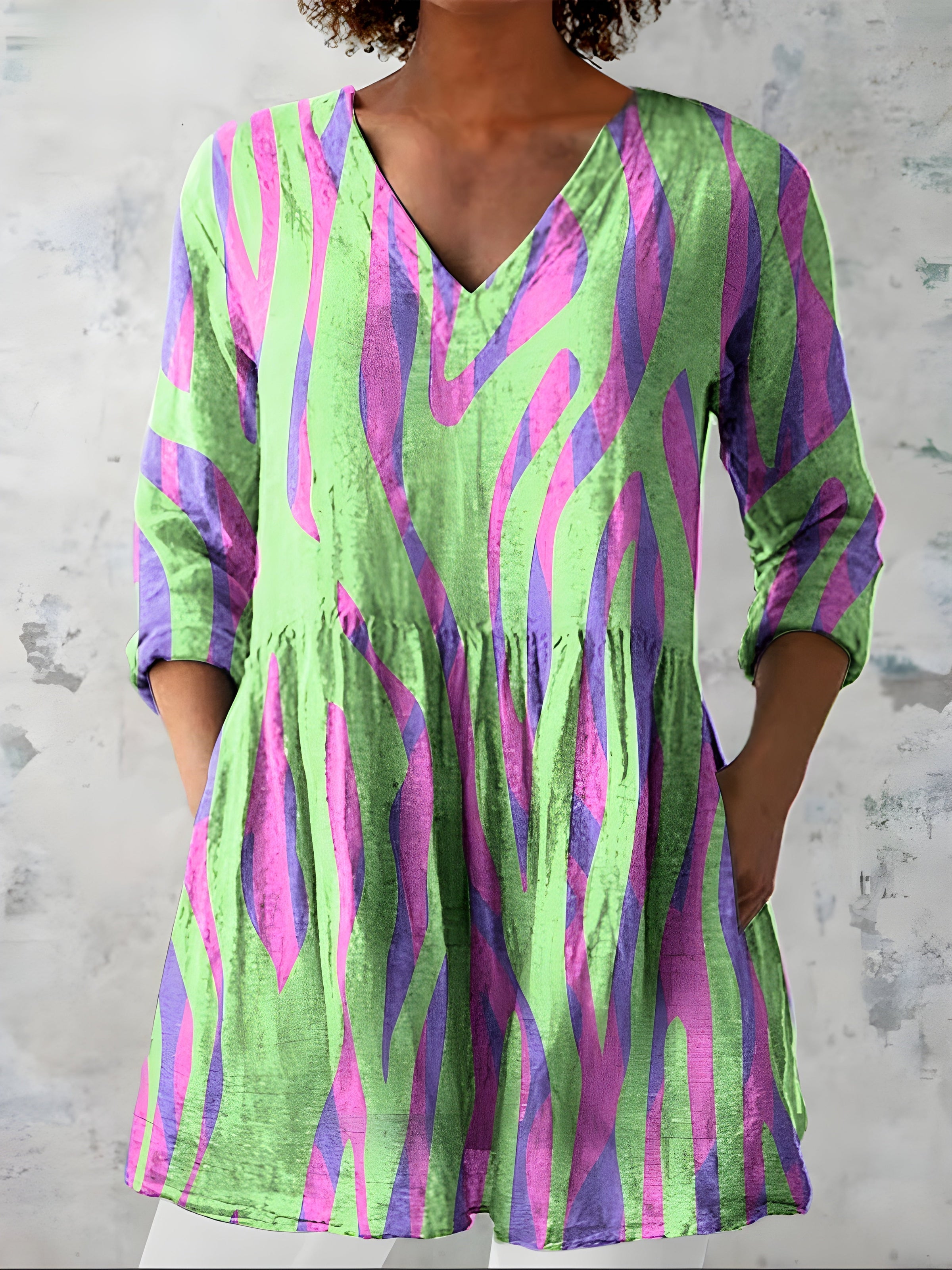 Lyla™ | Long Blouse with V-Neck