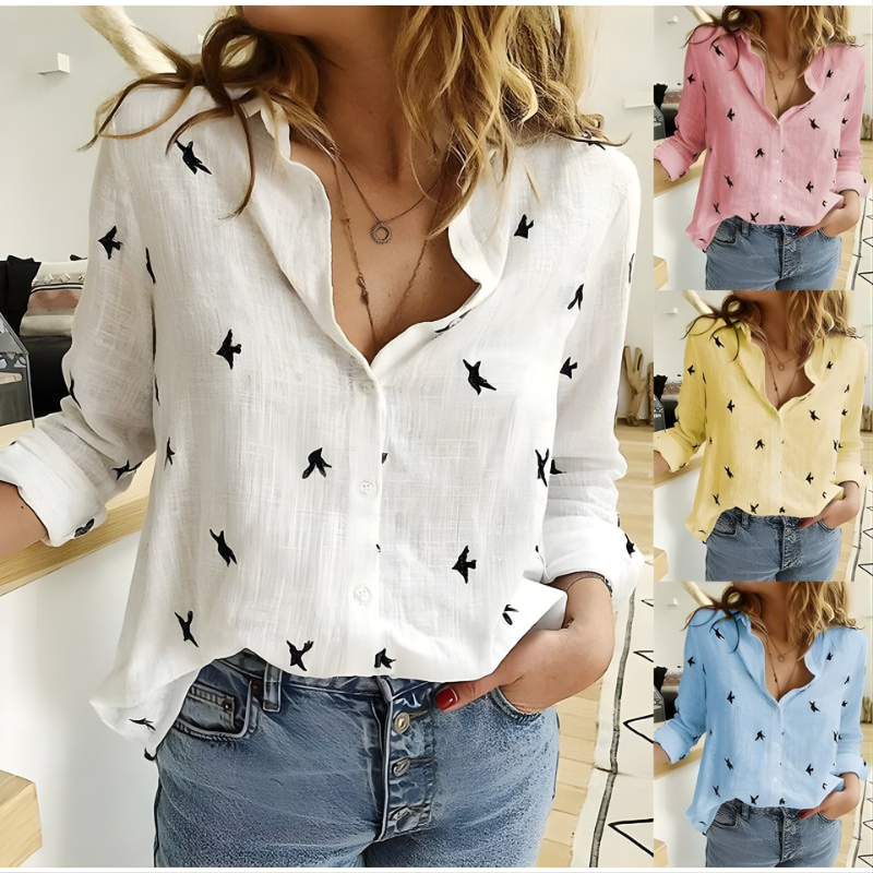 Leah™ | Cotton Long Sleeve Blouse