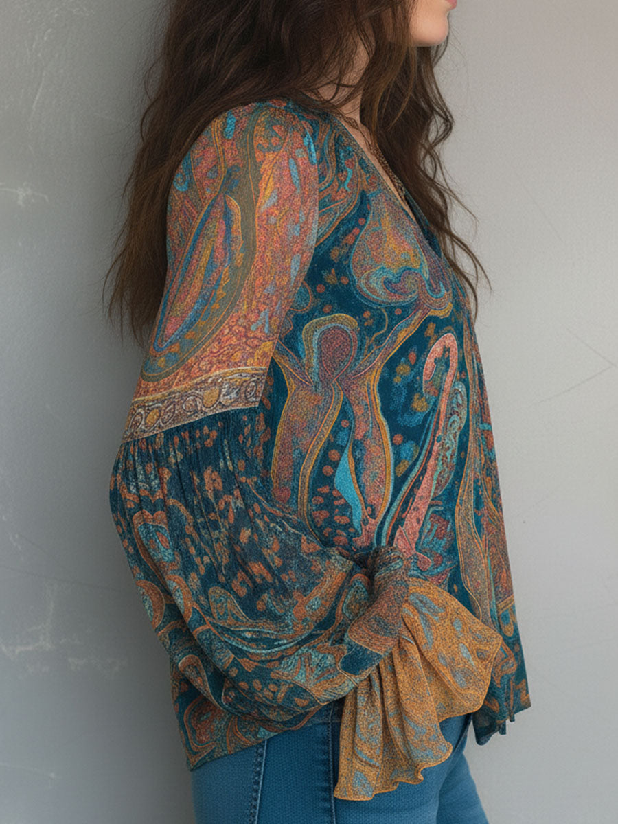 Selah™ | Boho Paisley Chiffon Blouse