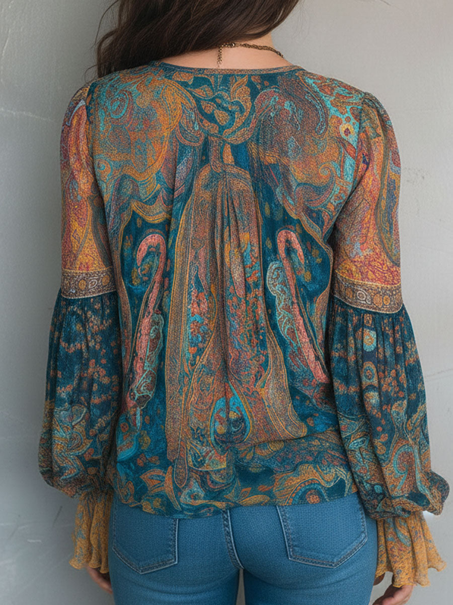 Selah™ | Boho Paisley Chiffon Blouse
