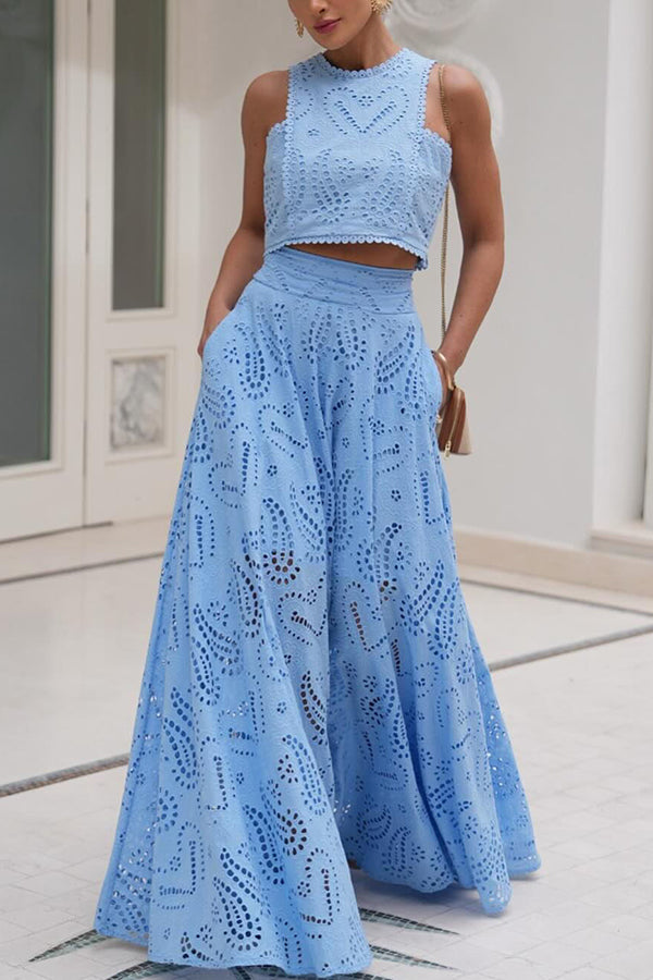 Larissa™ | Embroidered Top & High-Waist Maxi Skirt Set
