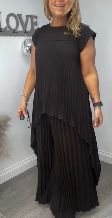 Sherry™ | Pleated Midi Top & Wide-Leg Pants Set