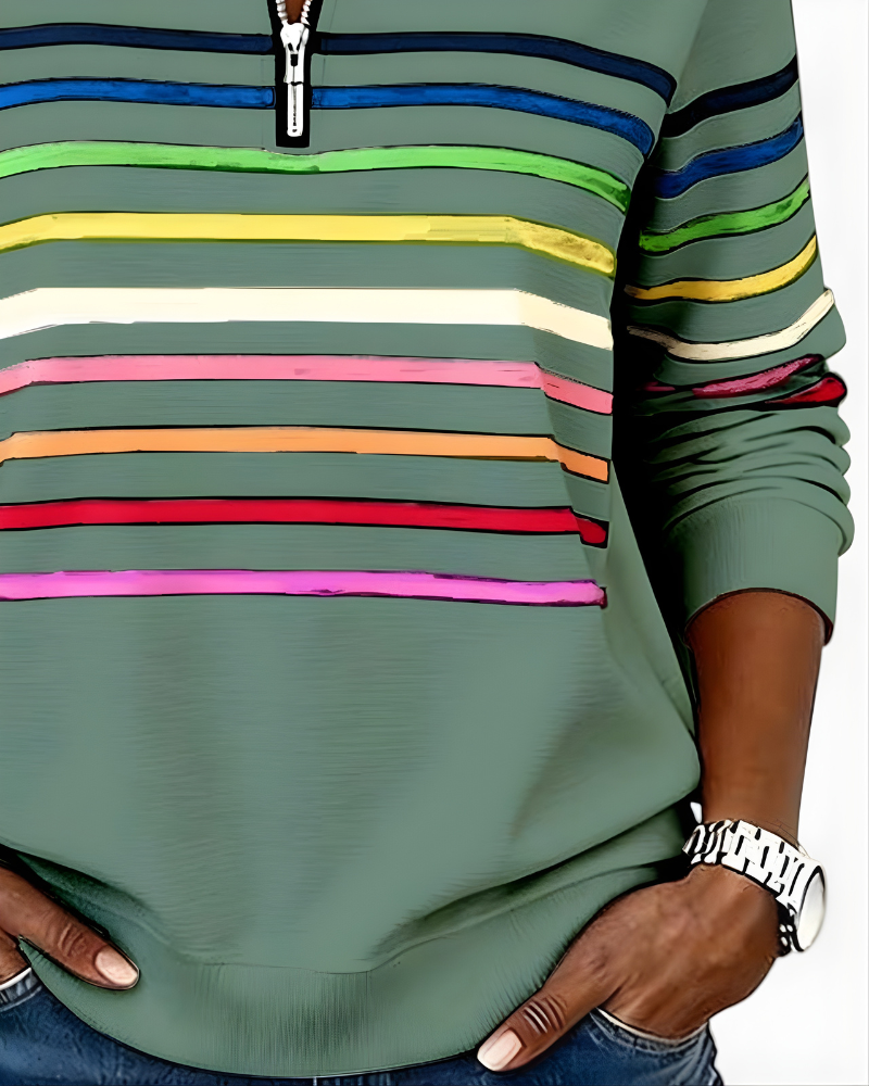 Raina™ | Striped Zip Hoodie
