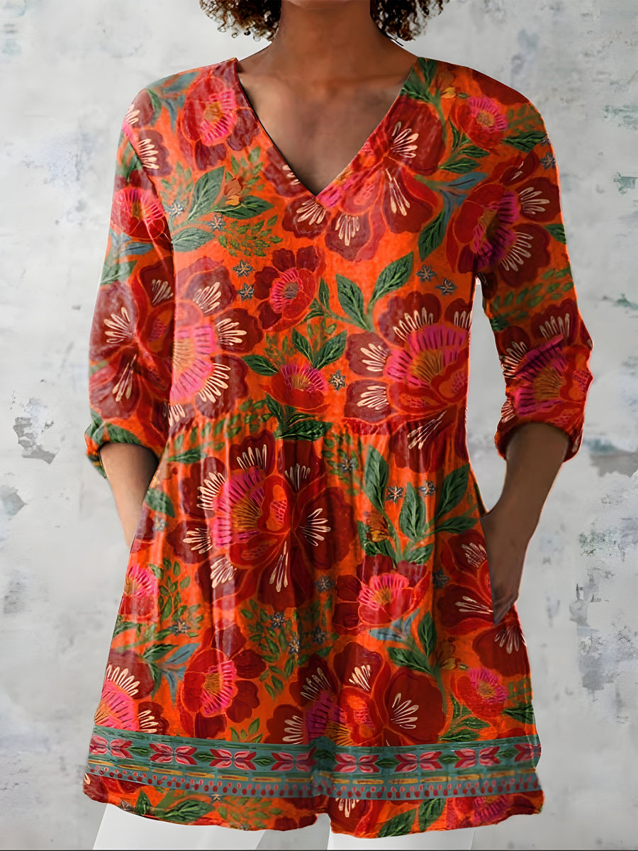Priscilla™ | Long Blouse with V-Neck