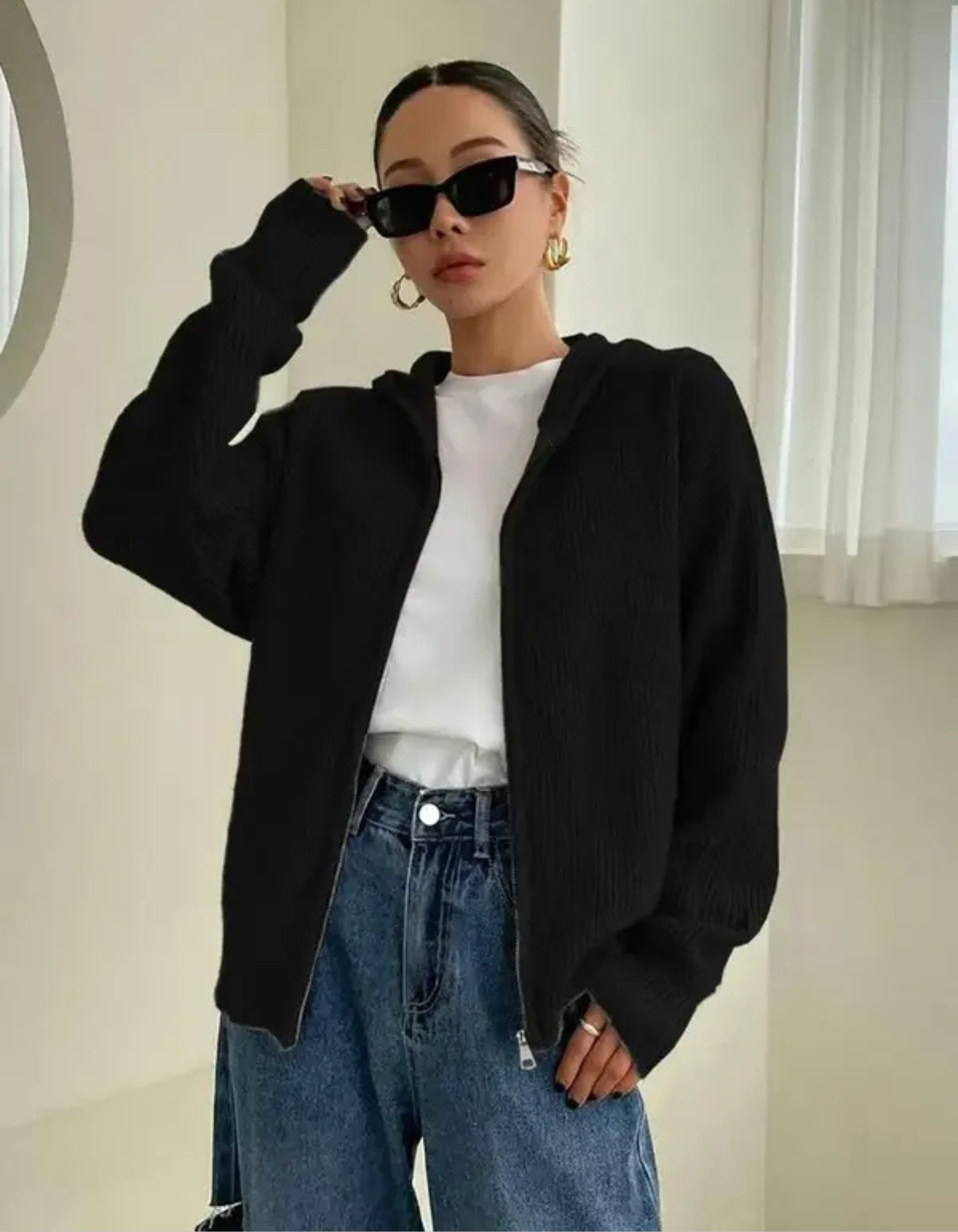 LARALI™ | - Casual Zip-Up Hooded Long Sleeve Cardigan