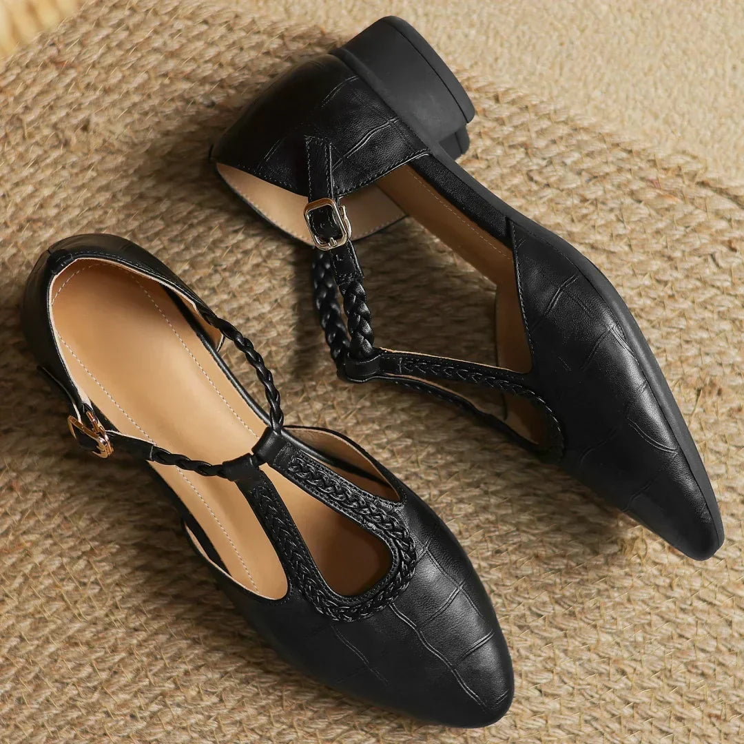 Anthea™ | Elegant Braided Leather Shoes