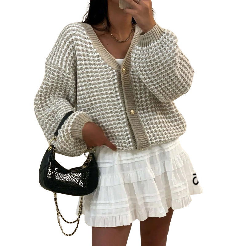 MADIE™ | – Cozy Colorblock Button Cardigan Sweater