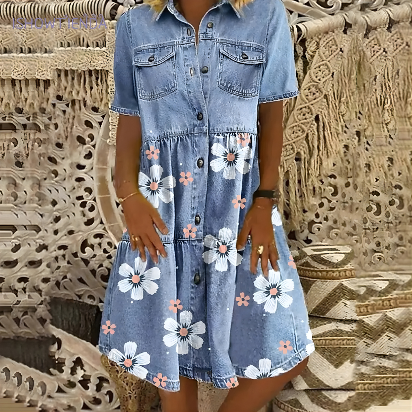 Maribel™ | Denim Flower Dress