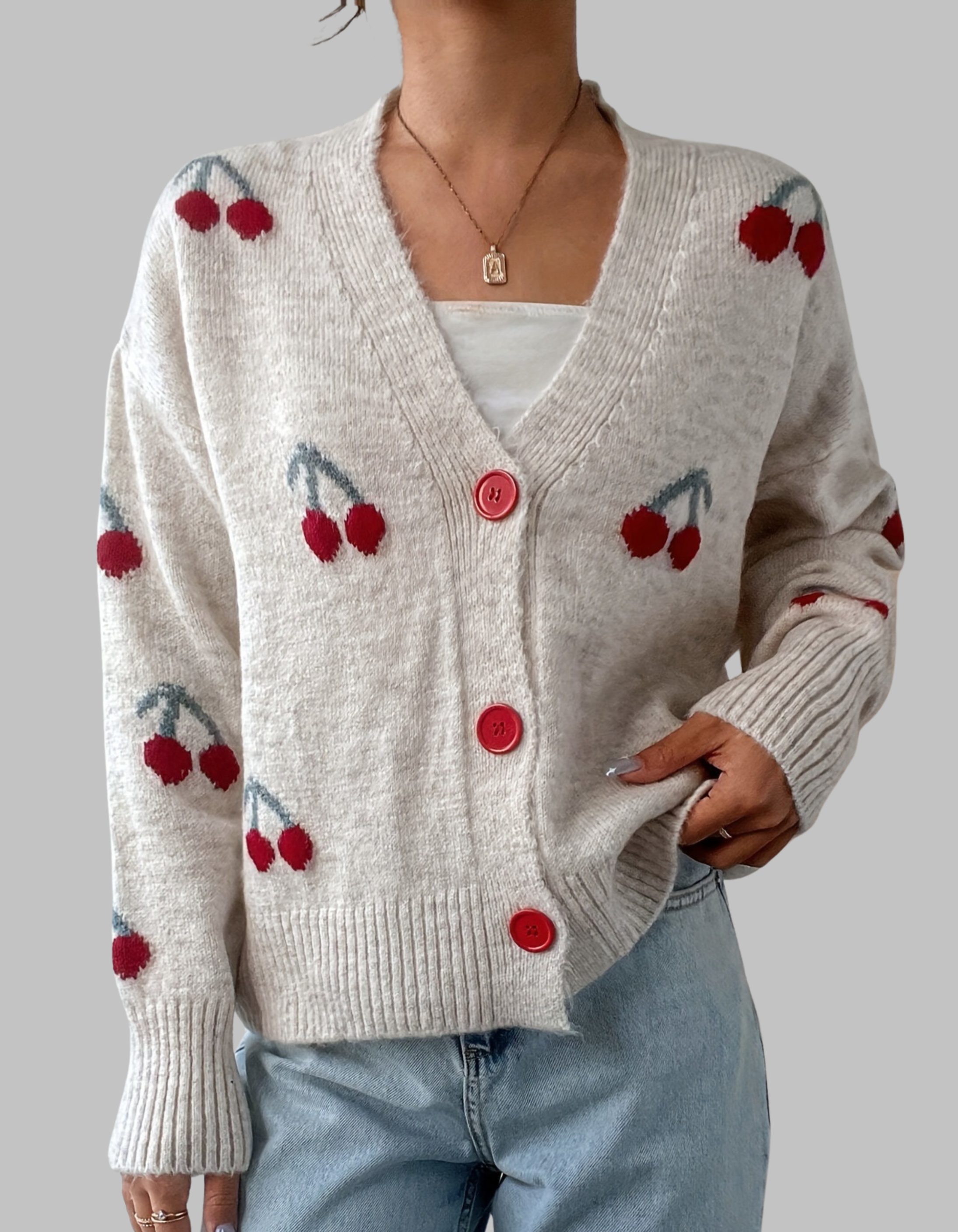 RASHA™ | - Chic Button Front Long Sleeve Cardigan
