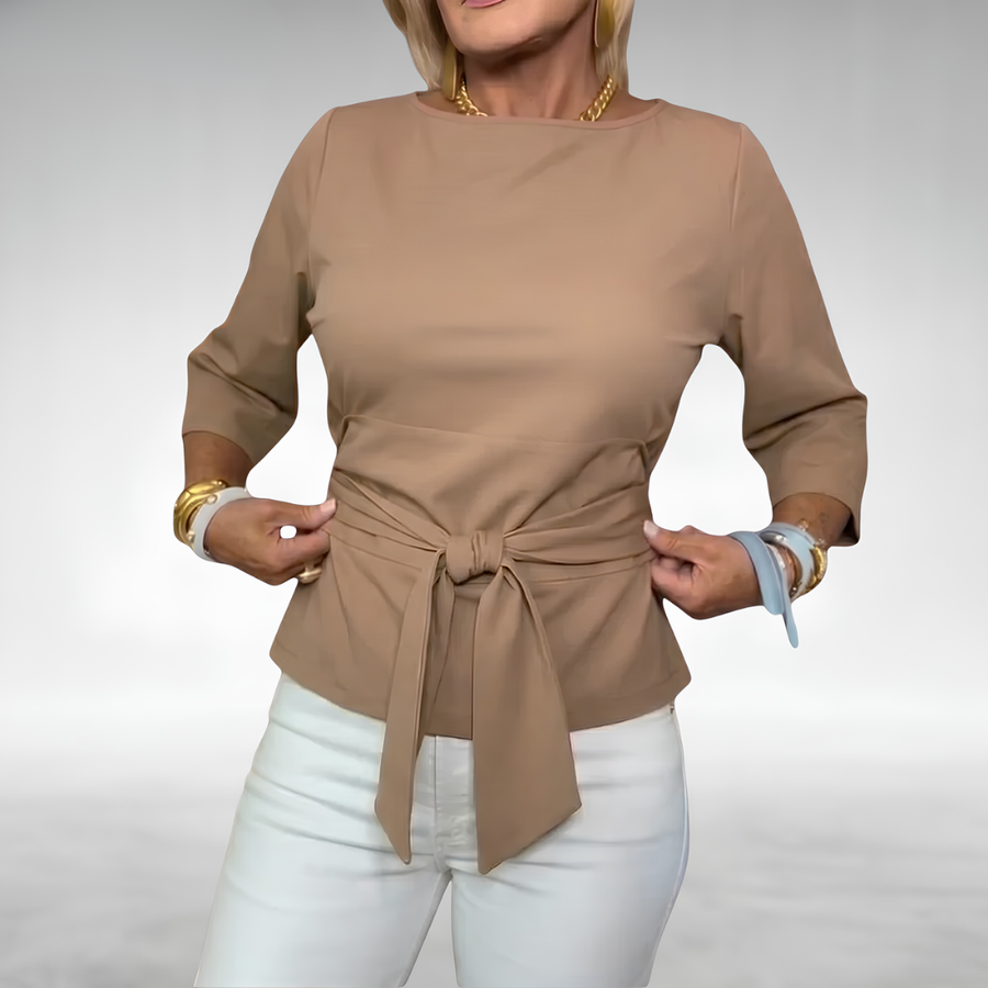 Avril™ | Elegant Tie-Waist Blouse