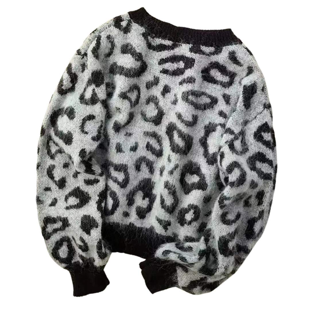 ZELENA™ | – Vintage Leopard Colourblock Knit Cardigan