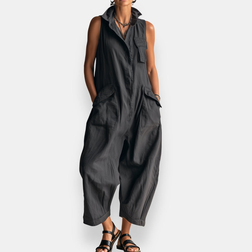 Janet™ | Sleeveless Cargo Jumpsuit