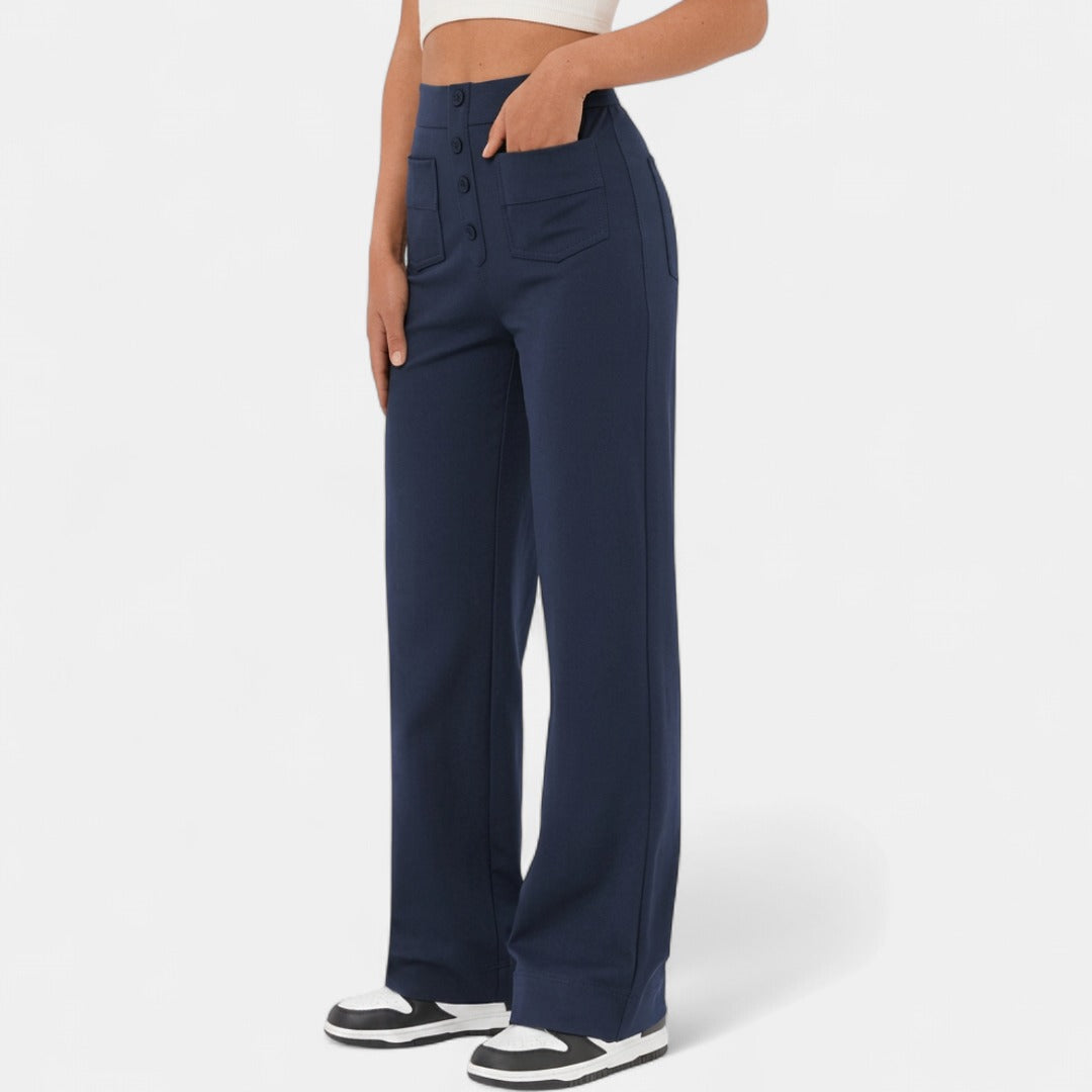 BRIXLEY™ | – Relaxed High-Waist Straight-Leg Pants