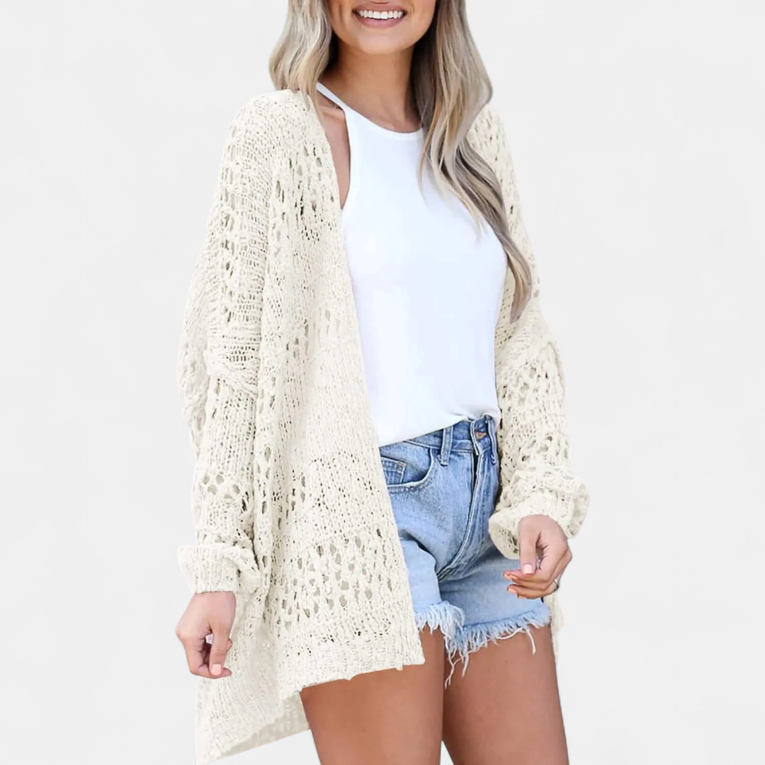 FIORELLA™ | – Boho Hollow-Out Knit Cardigan