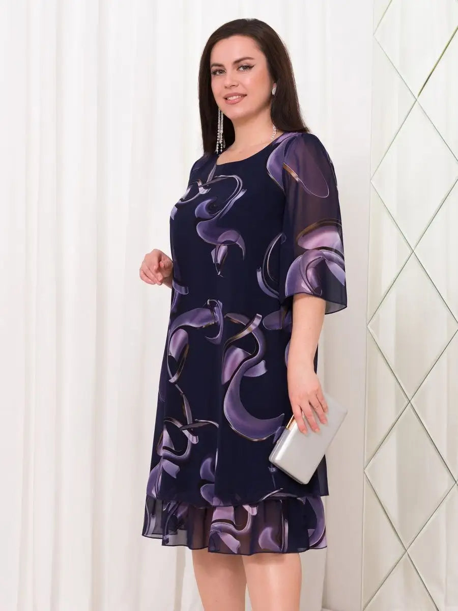 Emma™ | Midnight Swirl Chiffon Dress