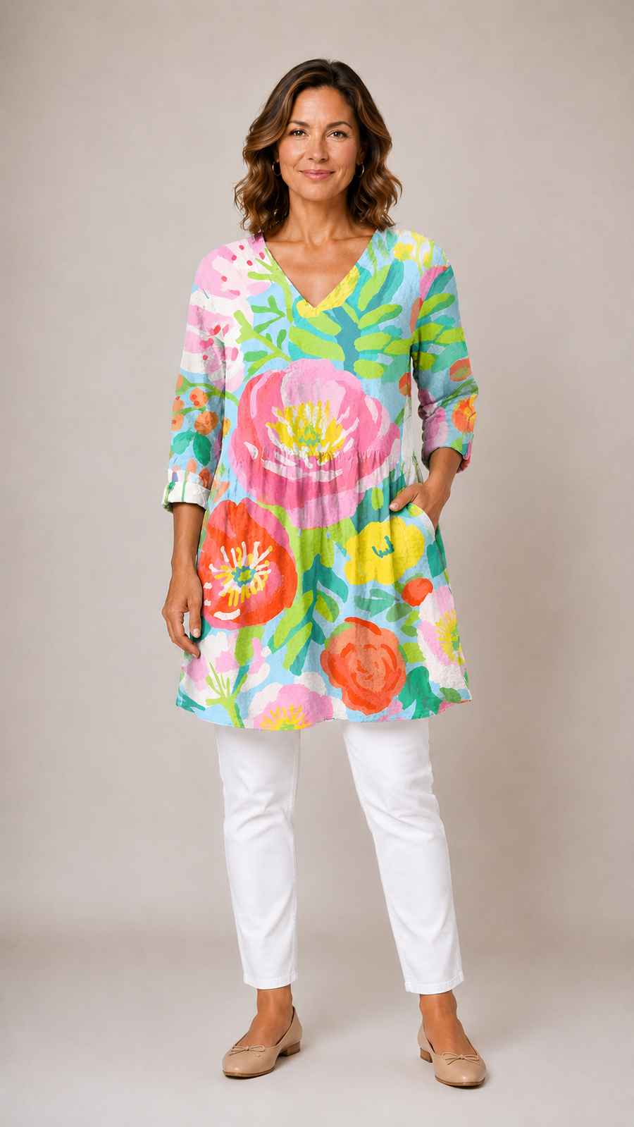 Valerie™ | Long Blouse with V-Neck