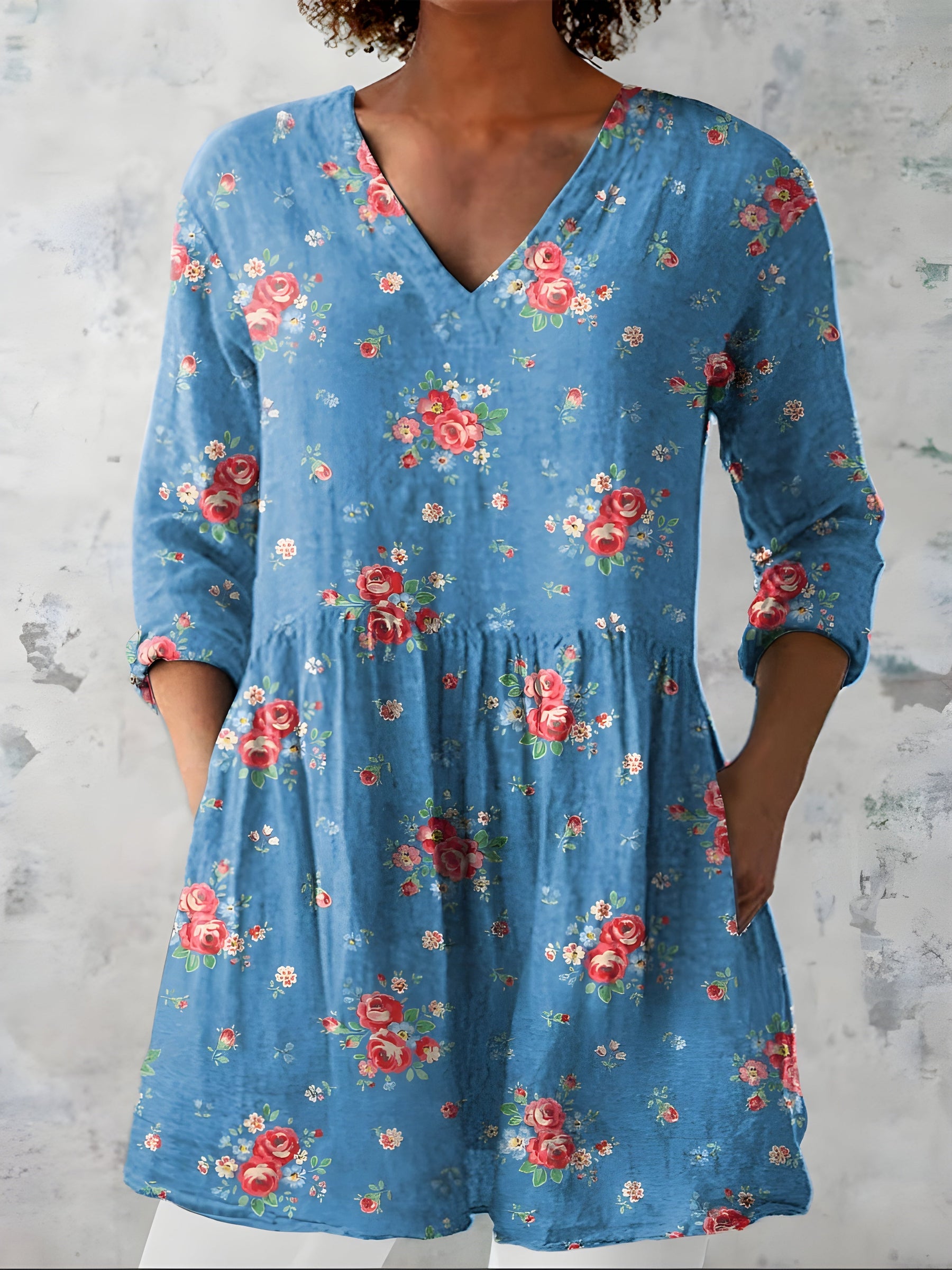 Lucia™ | Long Blouse with V-Neck