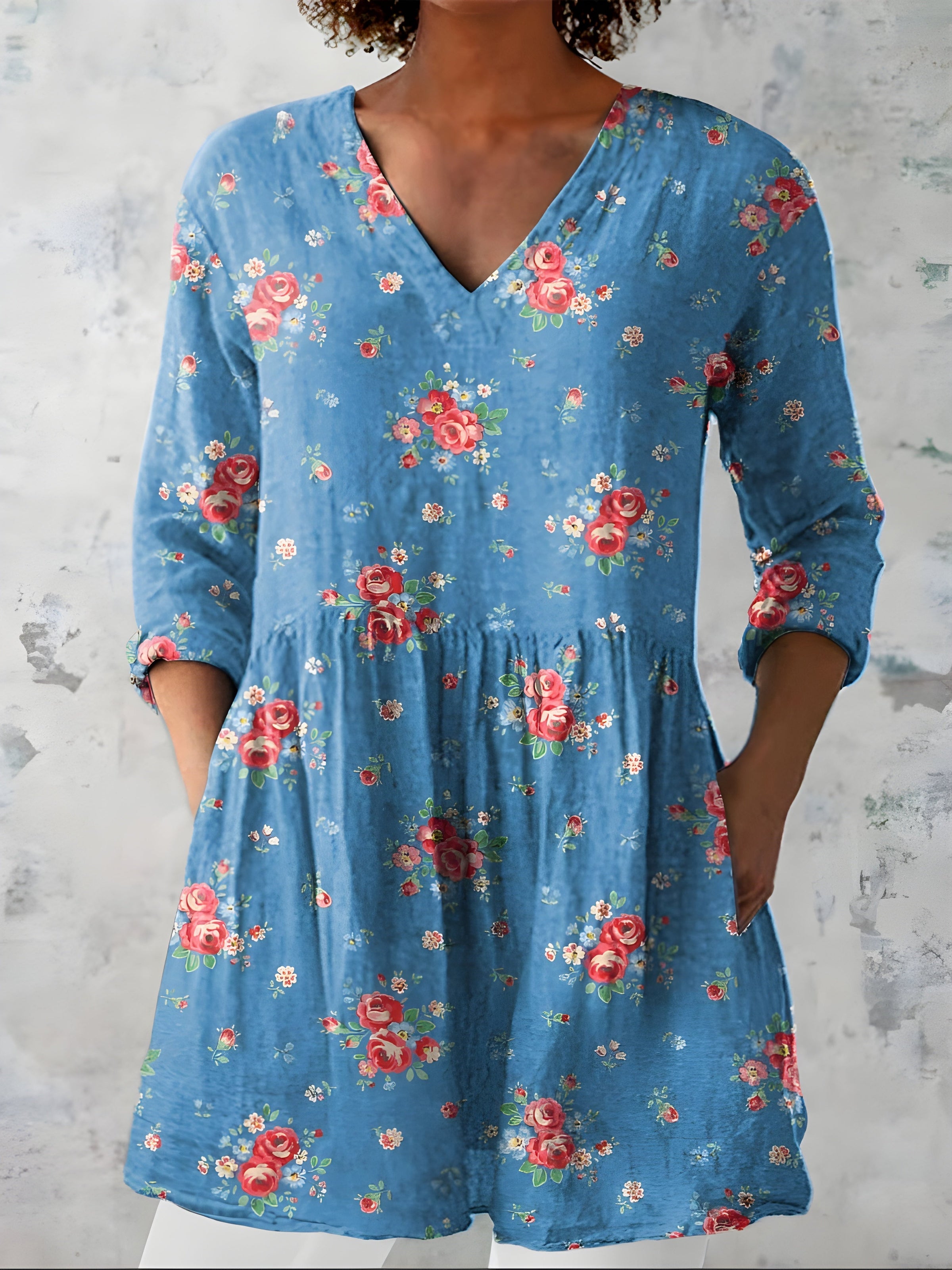 Lucia™ | Long Blouse with V-Neck