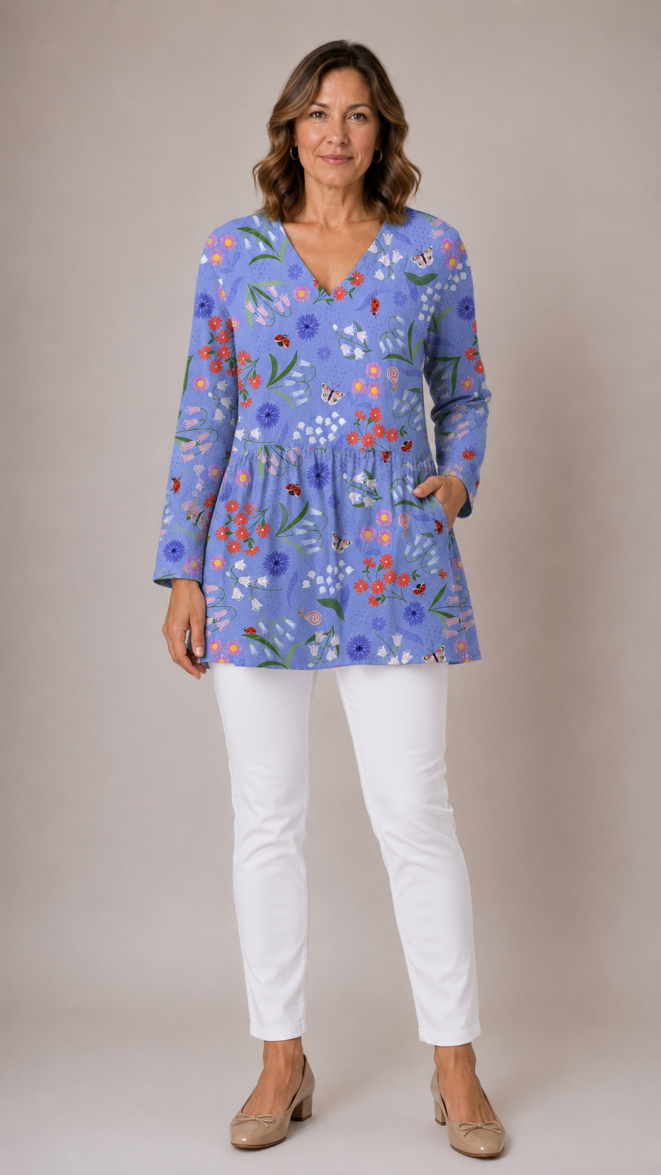 Josie™ | Long Blouse with V-Neck