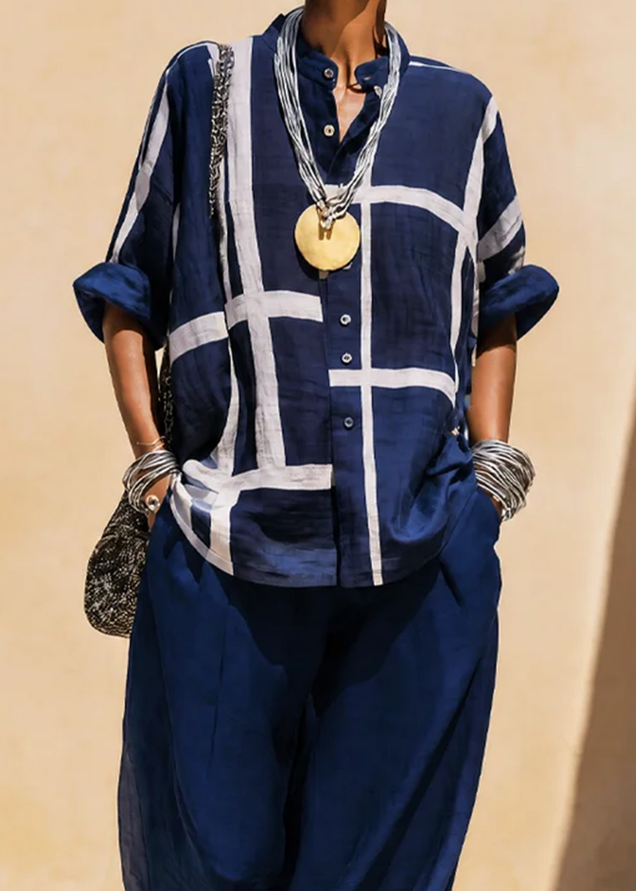 Genevieve™ | Grid Print Two-Piece Set