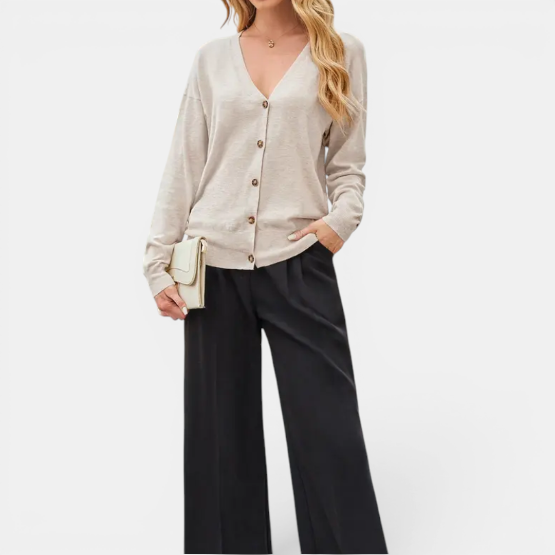 CLARICE™ | – Lightweight Wool Blend Button Cardigan