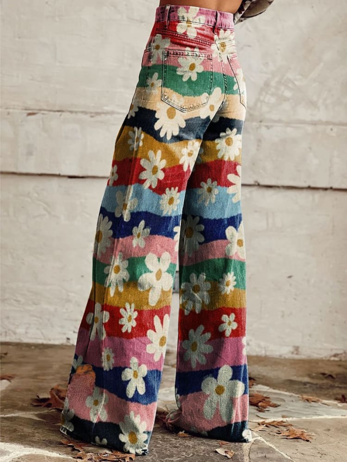 ELIANE™ | - Retro Floral Wide-Leg Pants