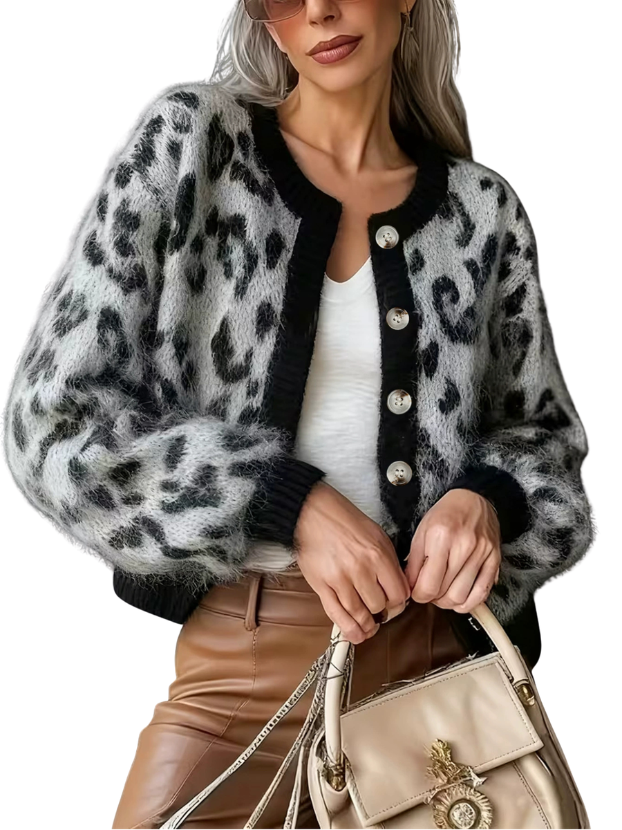 ELIZA™ | – Elegant Leopard Print Cardigan