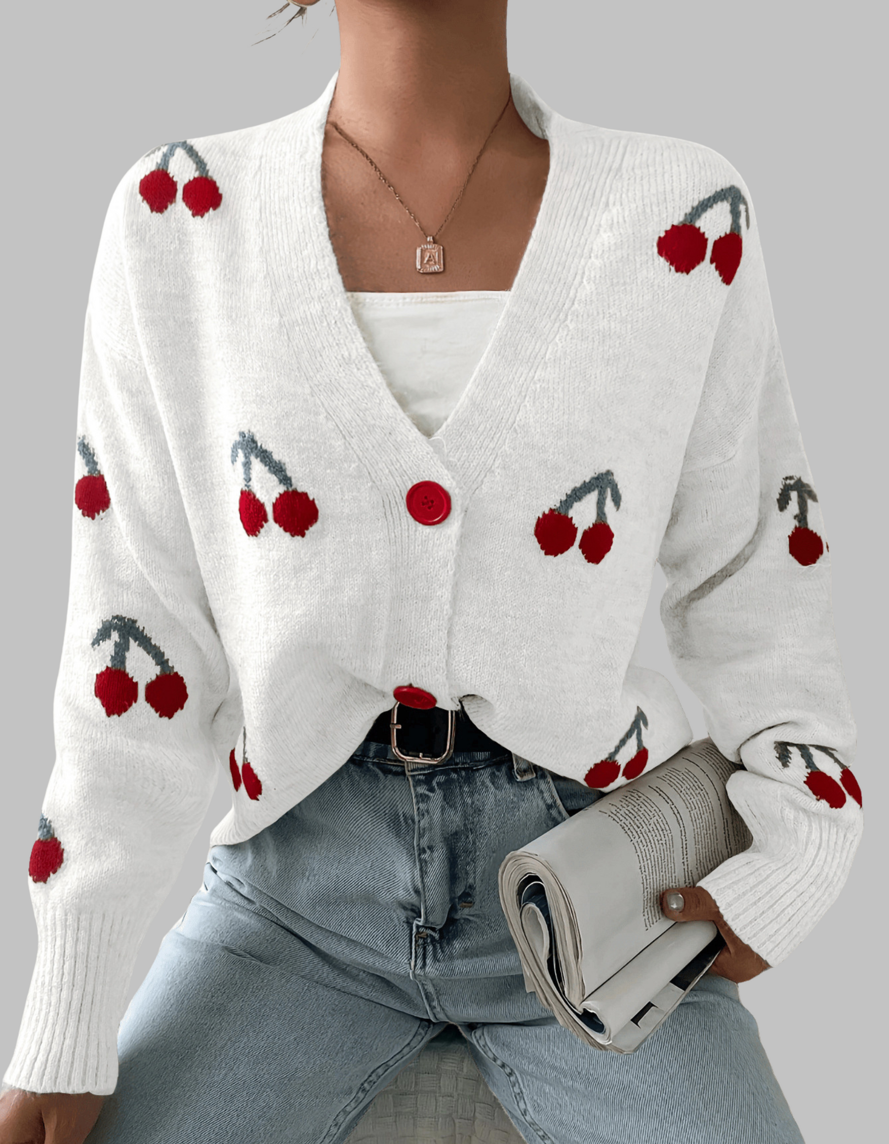 RASHA™ | - Chic Button Front Long Sleeve Cardigan