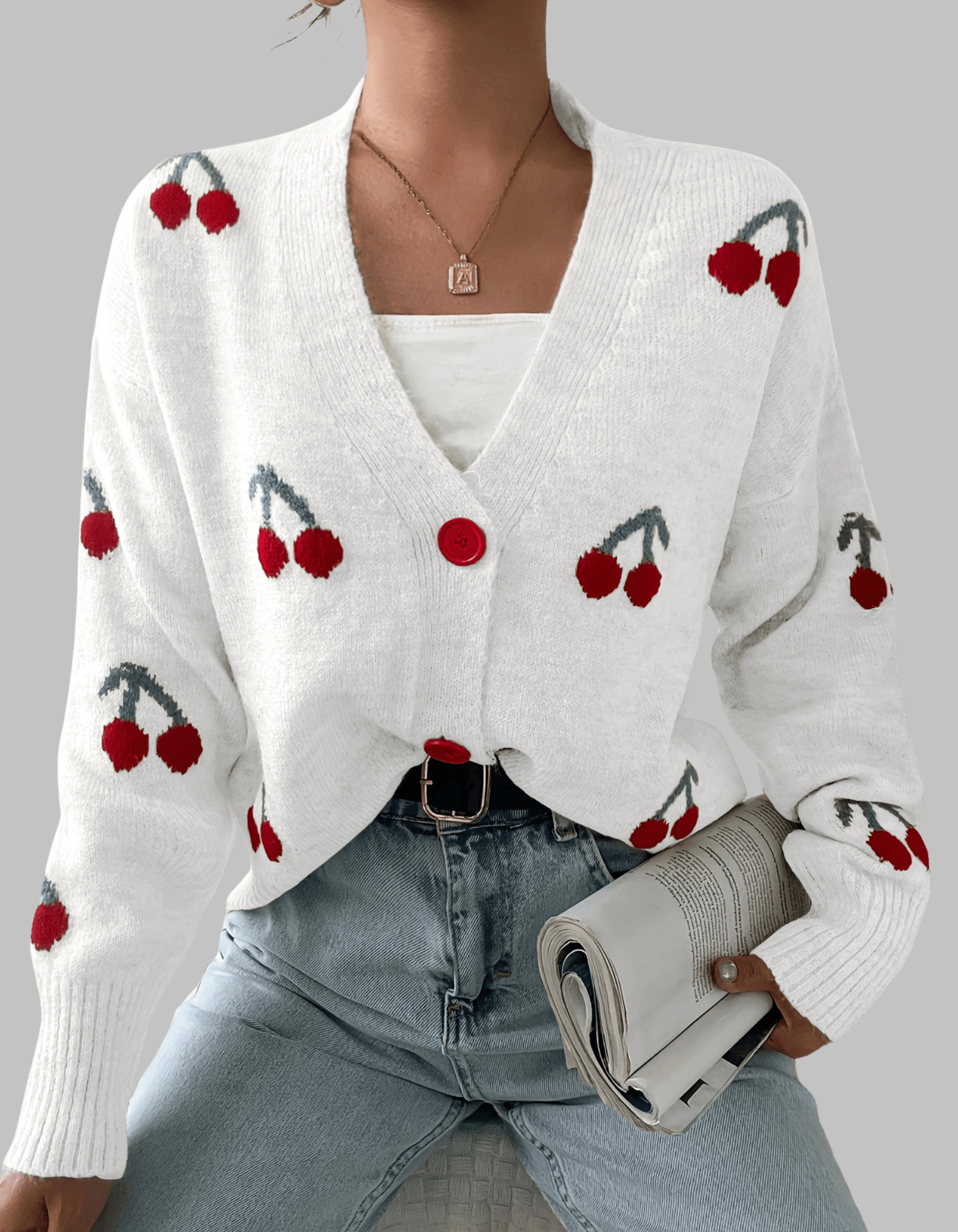 RASHA™ | - Chic Button Front Long Sleeve Cardigan