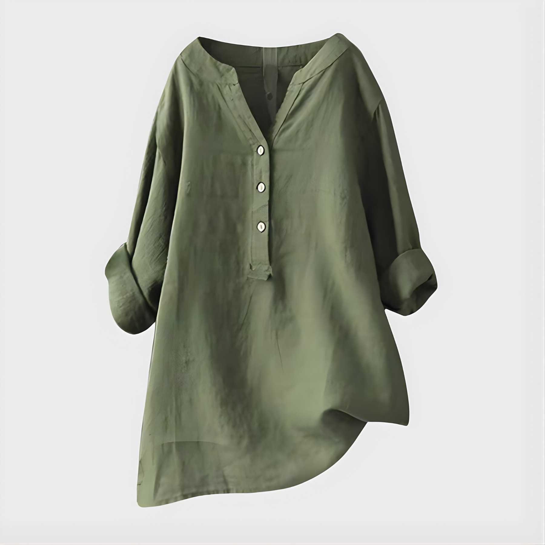Veronique™ | Elegant Cotton-Linen V-Neck Blouse