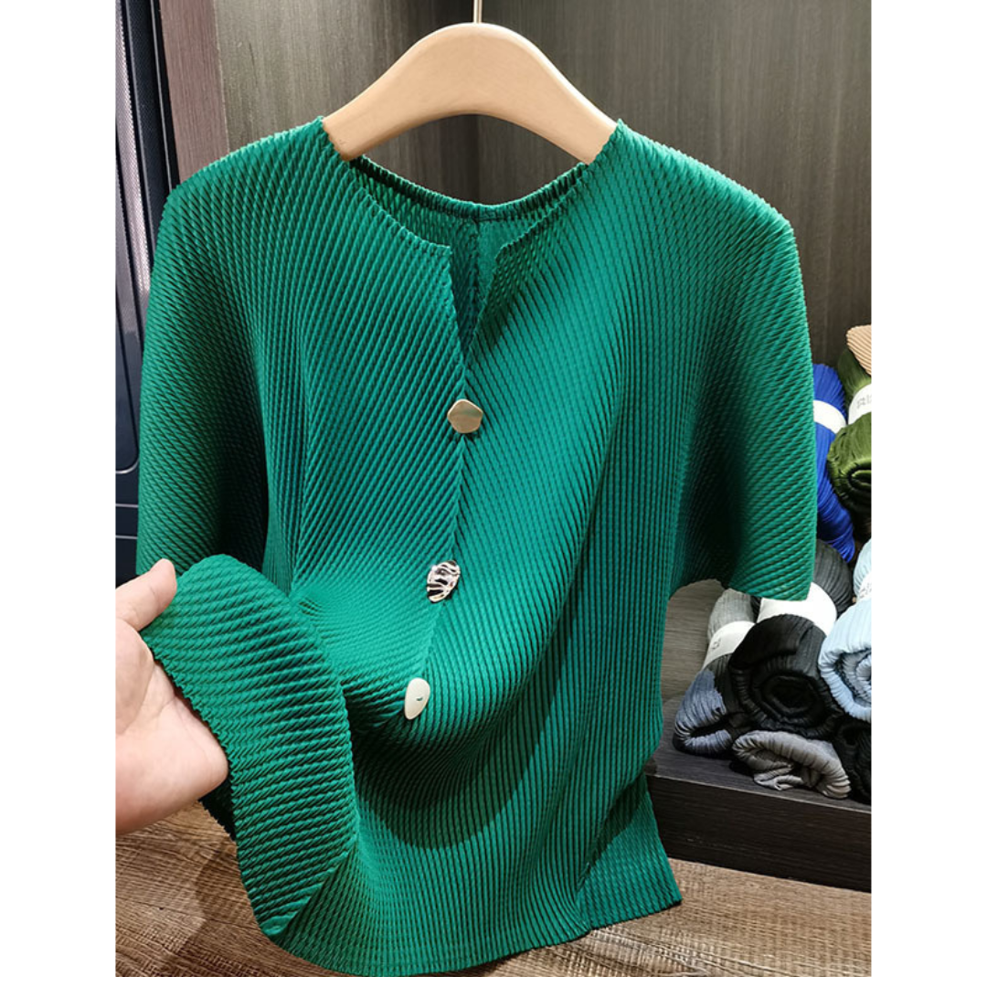SAVARA™ | – Lightweight Round Neck Cardigan Top