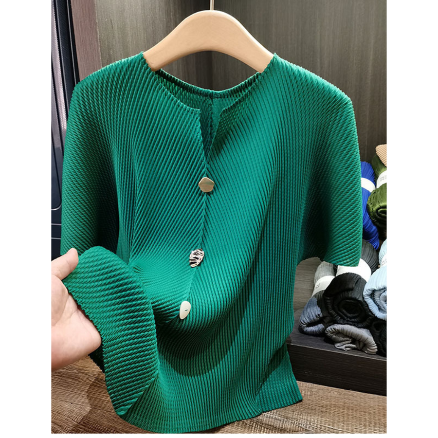 SAVARA™ | – Lightweight Round Neck Cardigan Top