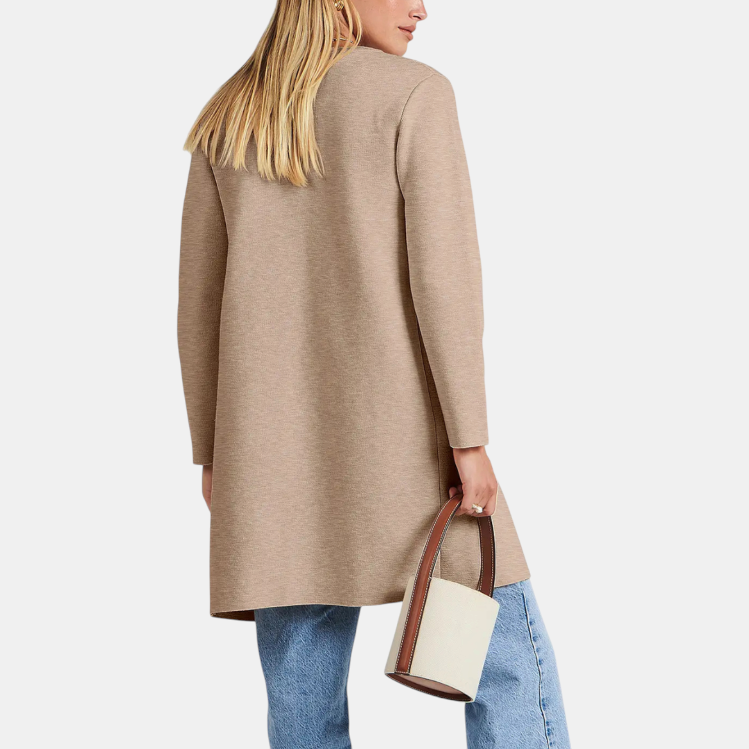 Women's Suit Collar Open Front Longline Knit Cardigan™