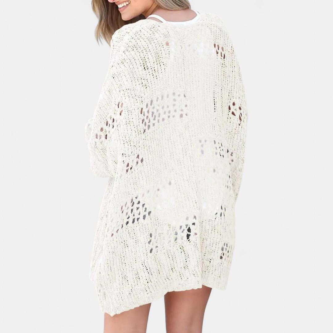 FIORELLA™ | – Boho Hollow-Out Knit Cardigan
