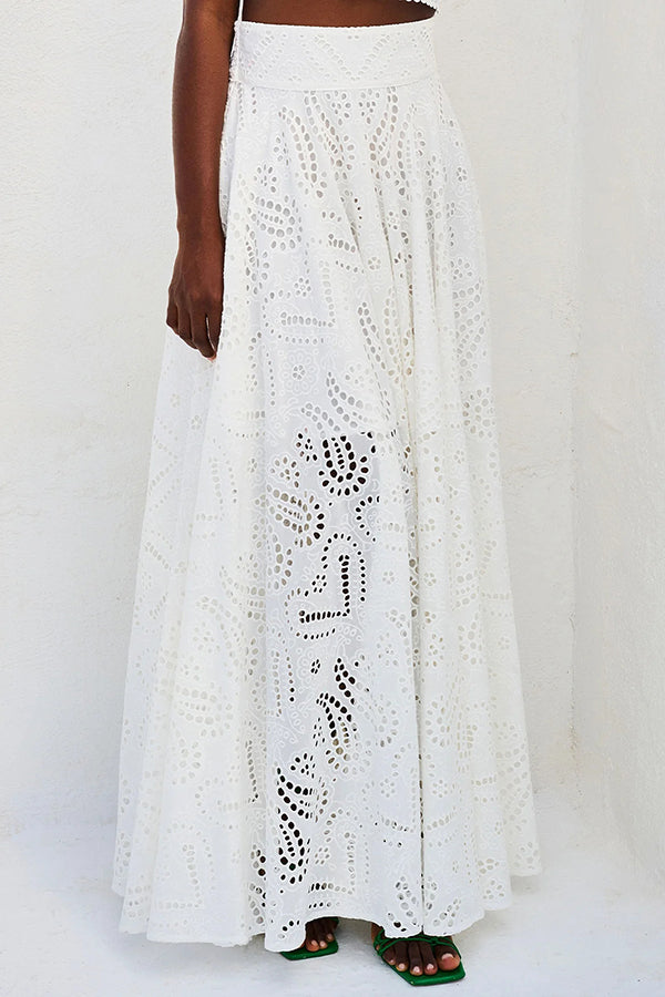 Larissa™ | Embroidered Top & High-Waist Maxi Skirt Set