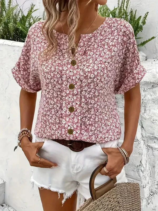 Amira™ | - Floral Button-Up Blouse