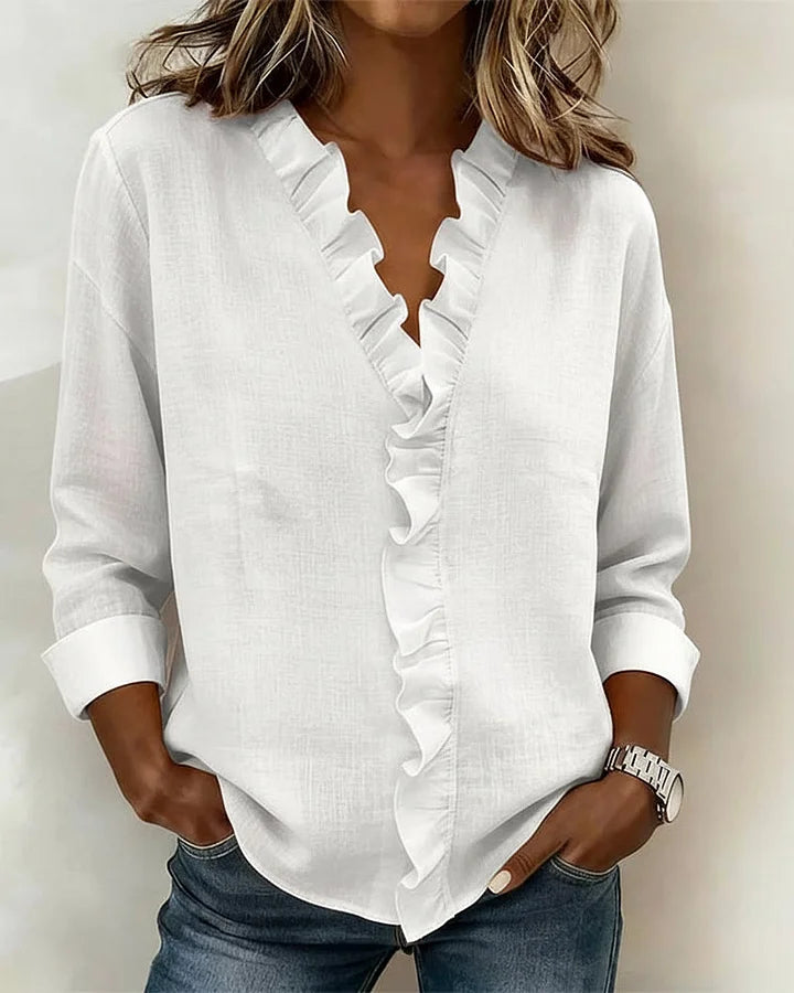 Lottie™ | Ruffle V-Neck Blouse