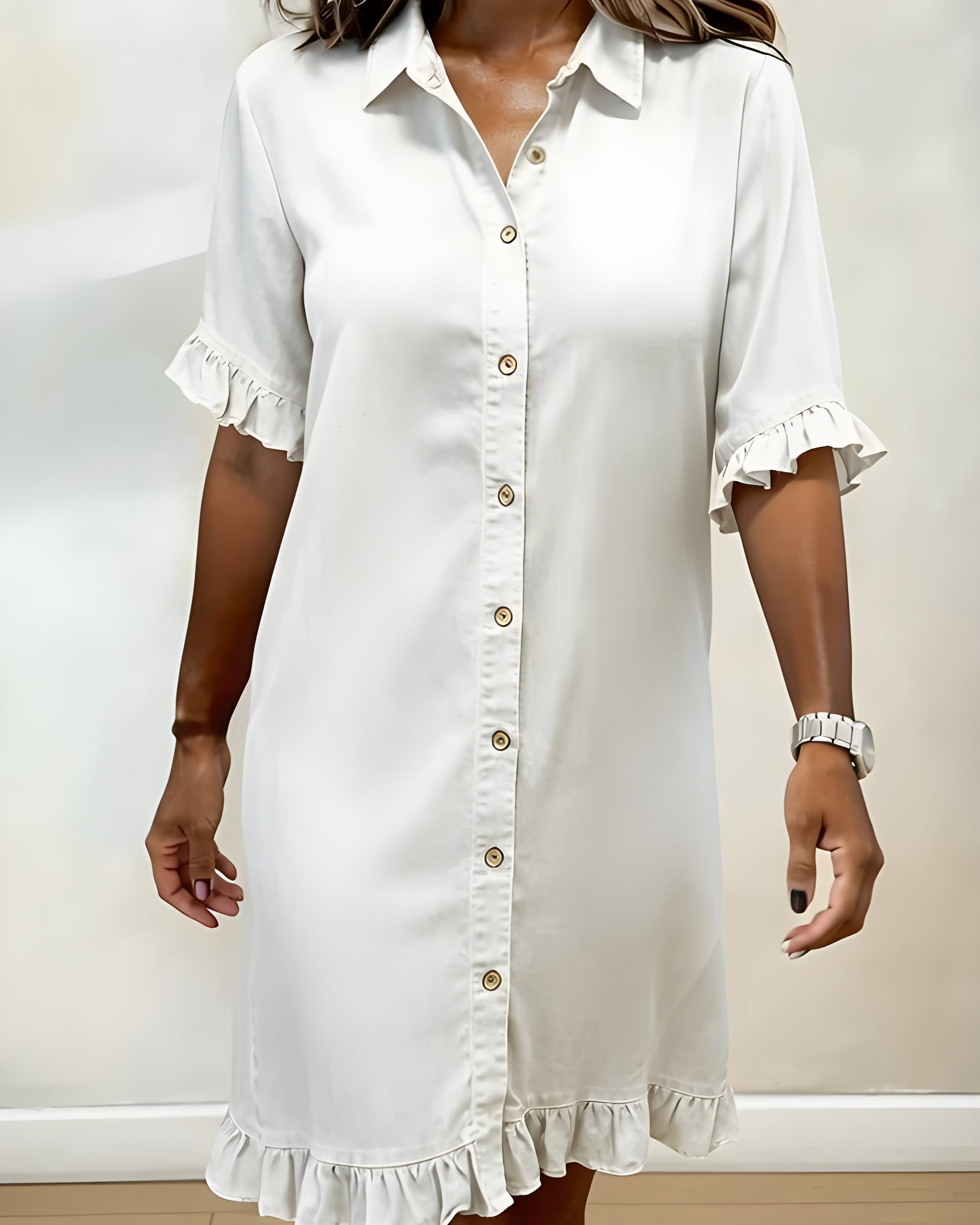 Katie™ | Effortlessly Flattering Ruched Denim Dress