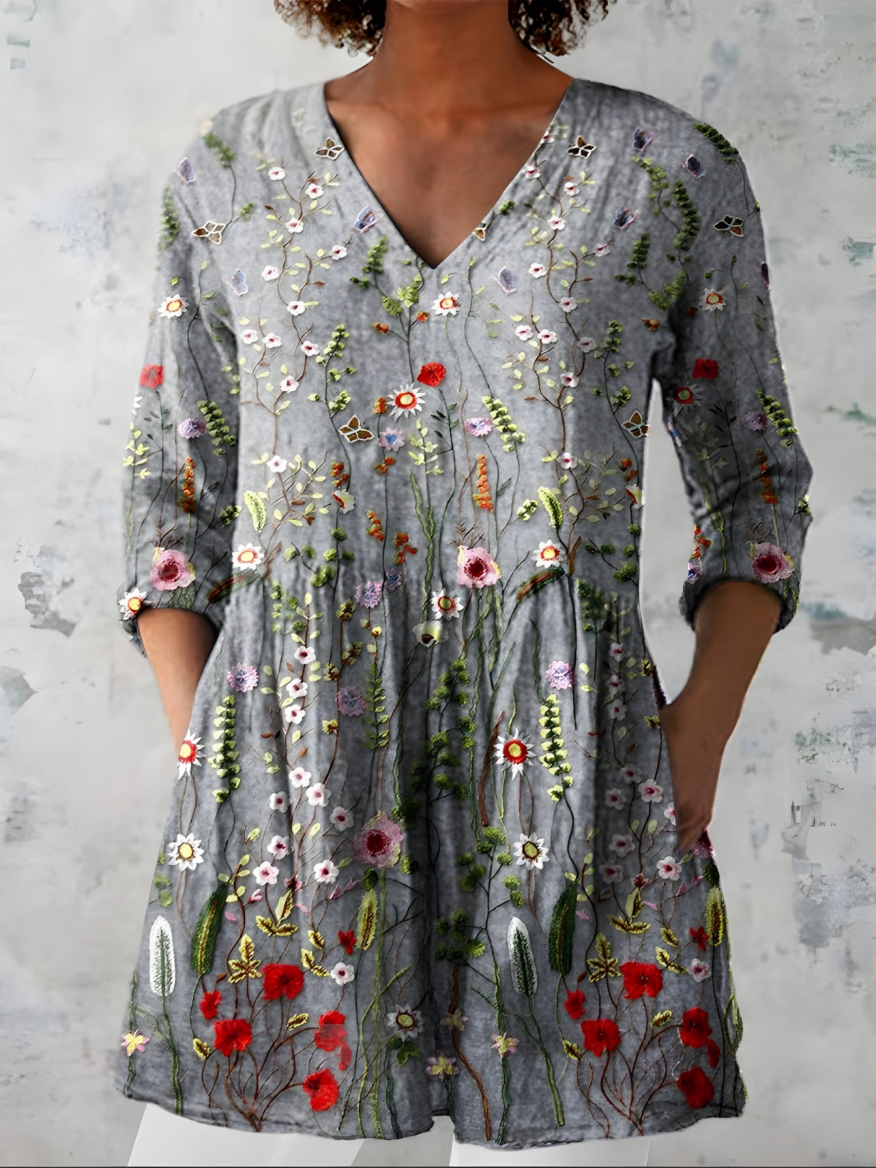 Audrey™ | Long Blouse with V-Neck