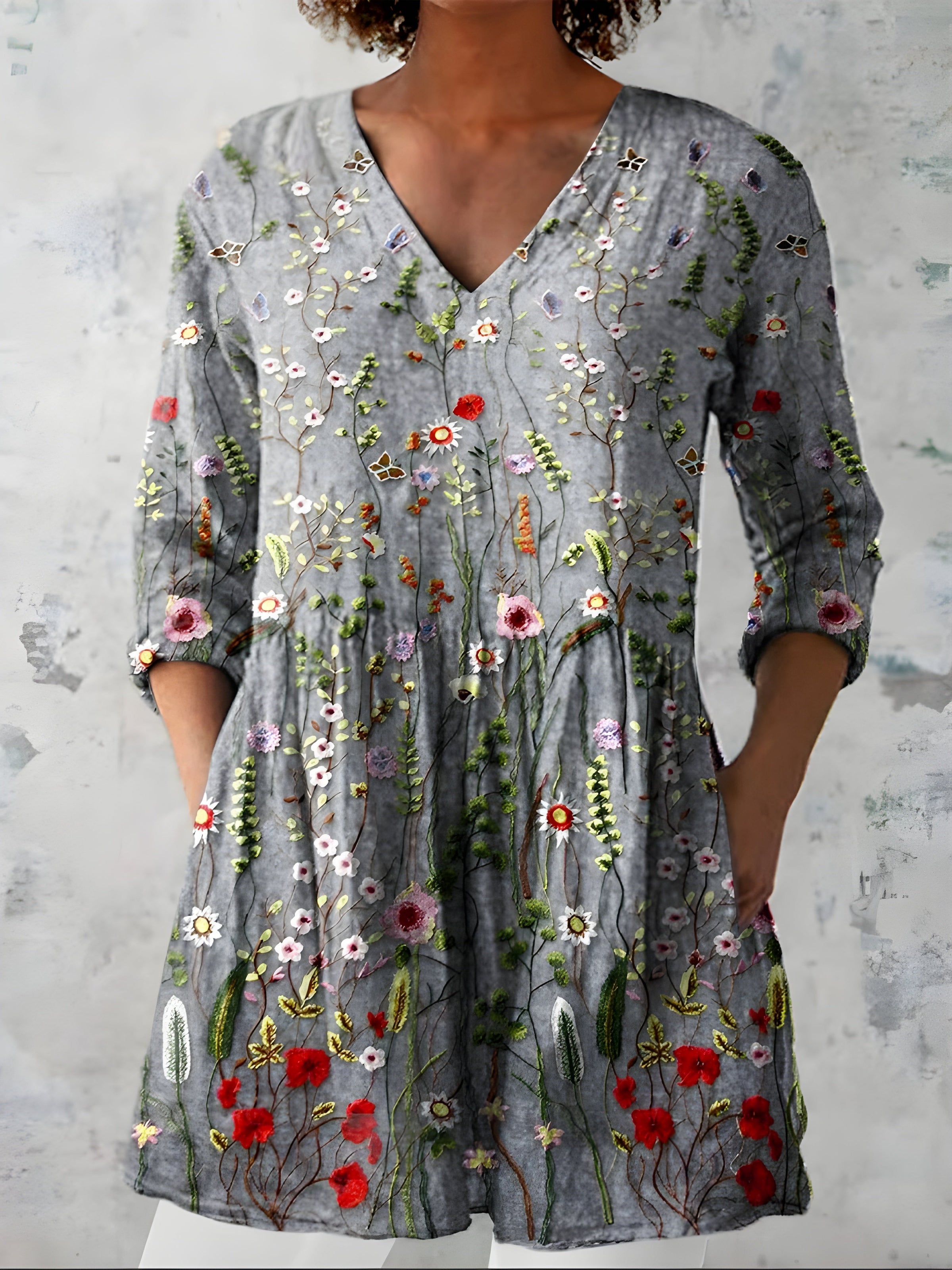 Audrey™ | Long Blouse with V-Neck
