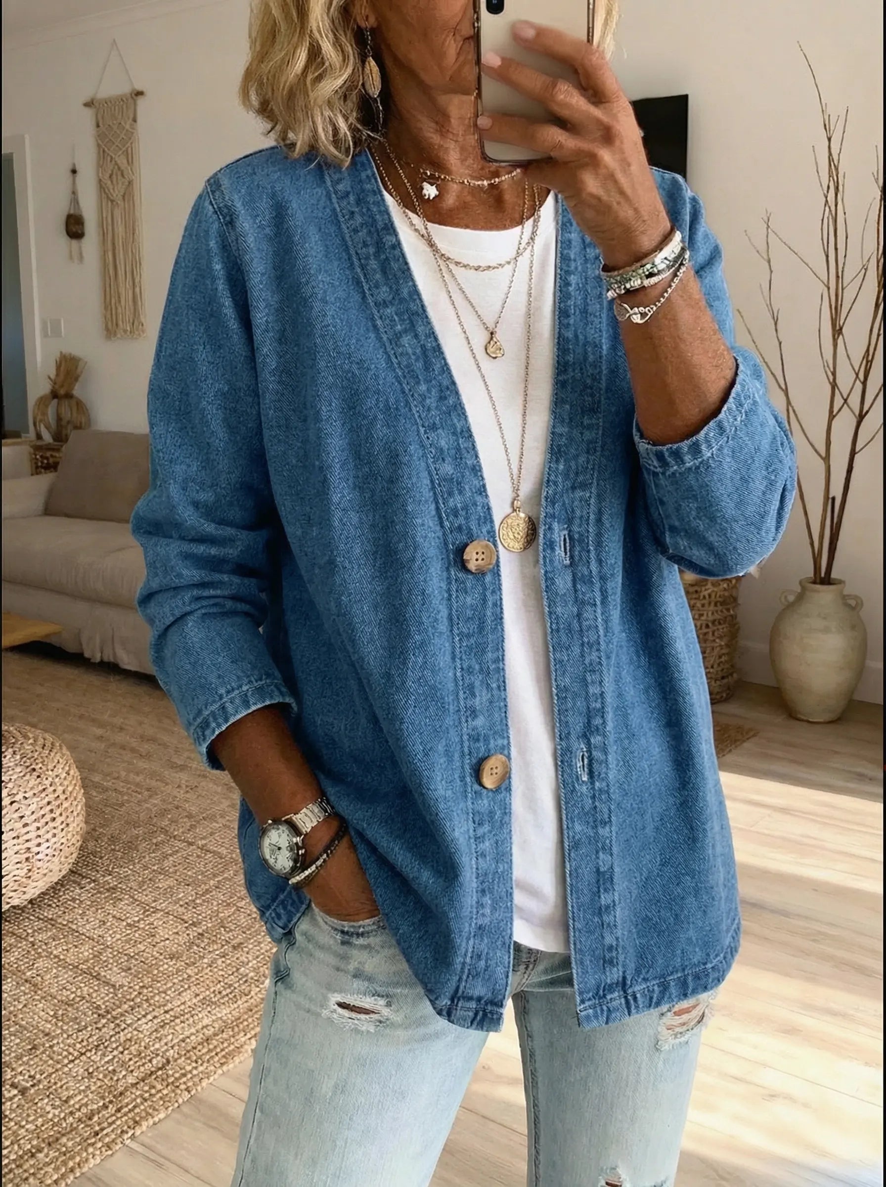 Corinne™ | Denim Button Coat