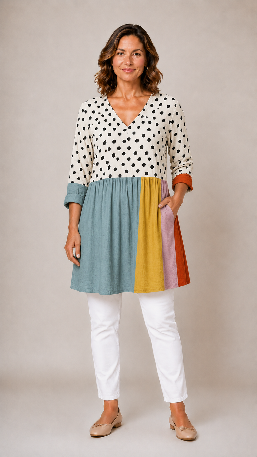 Jacqueline™ | Long Blouse with V-Neck