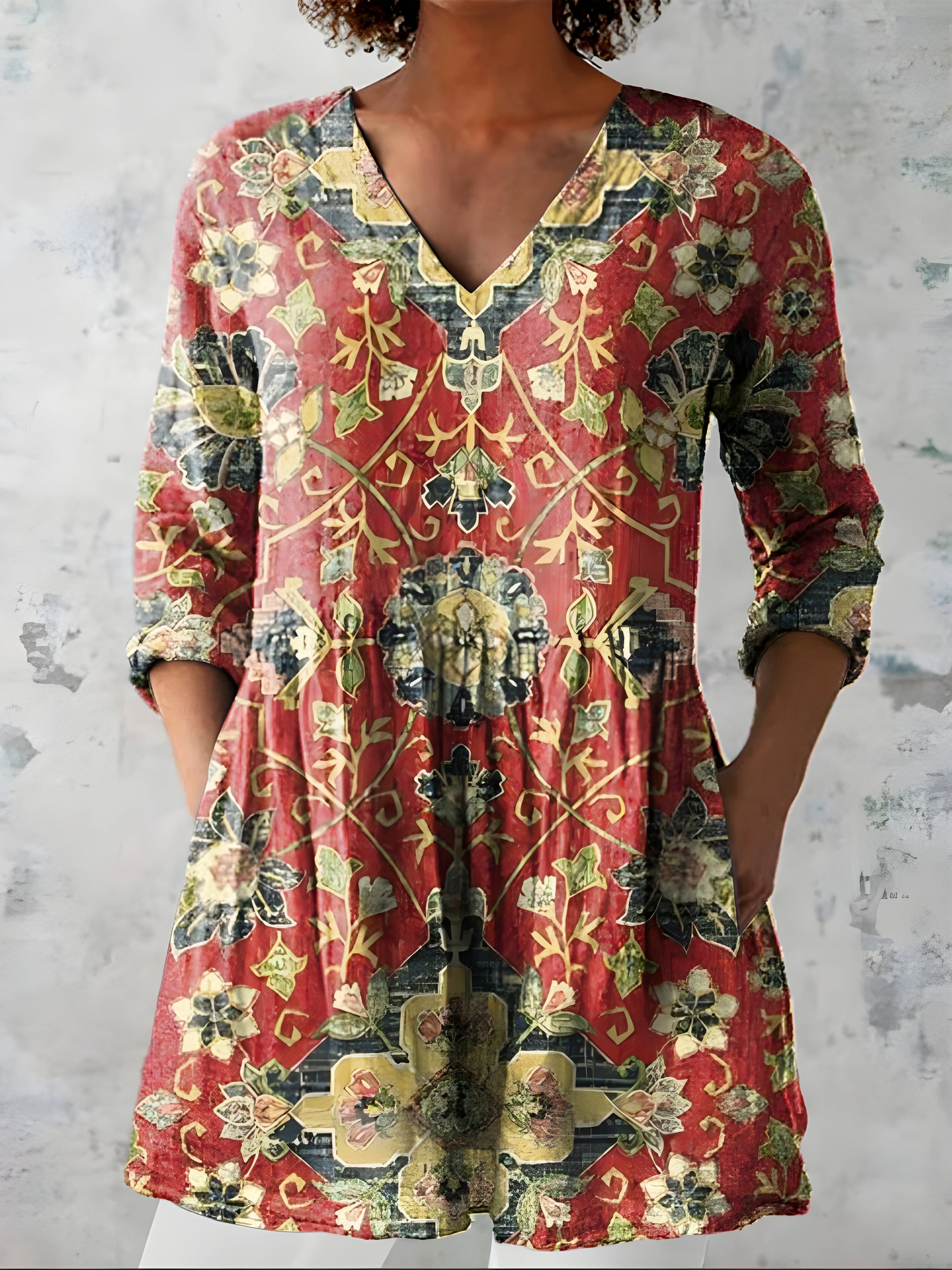 Amoura™ | Long Blouse with V-Neck